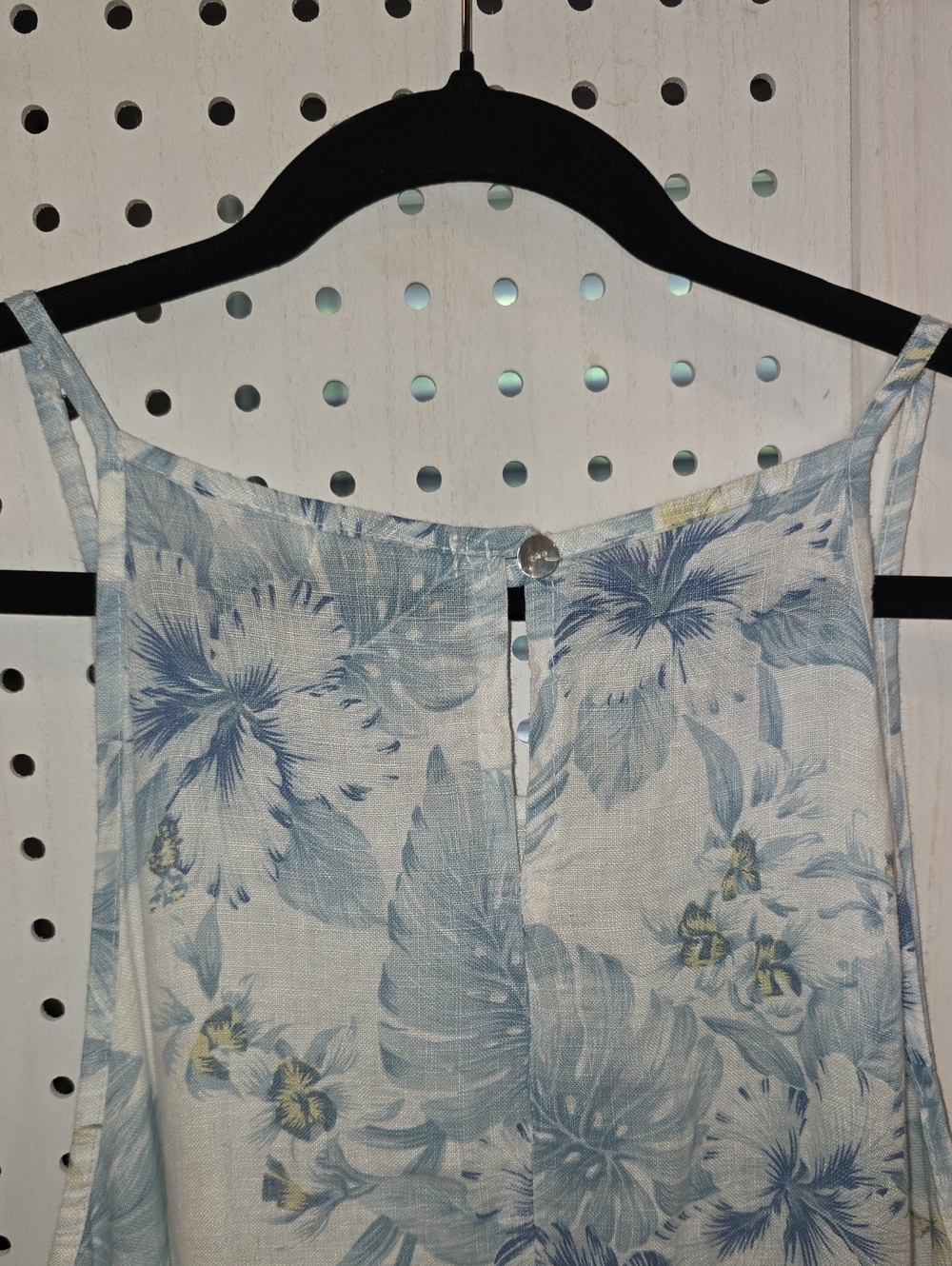 Lungo L'Arno 100% Linen Sleeveless Light Blue Floral Maxi Dress Tropical Small - Picture 7 of 8